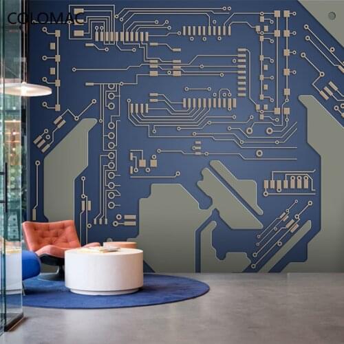Colomac Custom Technology Sense Wallpaper Office IT Company Front Desk Decoration Live Circuit Board Mural Drop Shipping
