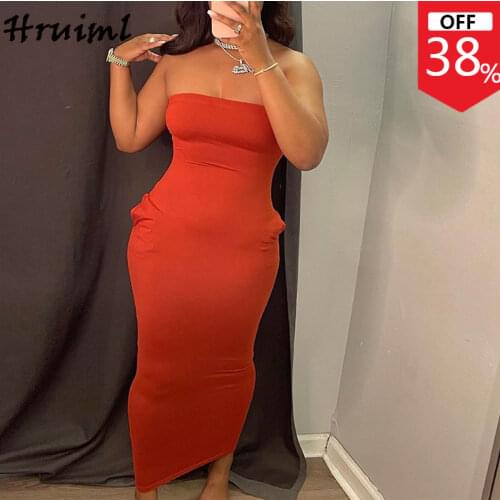 Wholesale Item Summer Dresses Solid High Waist Ruched Pockets Off Shoulder Sexy Long Dress Summer Party Club Plus Size Dress