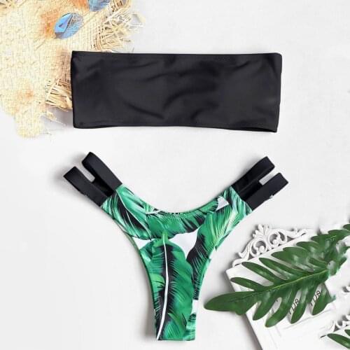 Sexy Push-up Bikini Set Biquini Women High Waisted Bandeau Female Print Floral Swimsuit Bathing Suit Maillot De Bain Femme