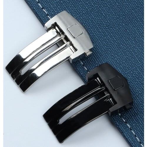 18mm 20mm Black Silver 316L Stainless Steel Deployment Clasp For Tag Buckle For Heuer Watch band Strap Accessory Logo On