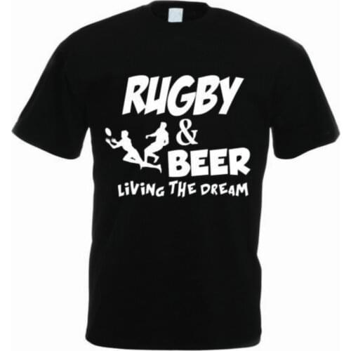 RUGBY & BEER - Funny Rugby Player Sport Gift T-Shirt Summer Cotton Short Sleeve O-Neck Mens T Shirt New S-3XL