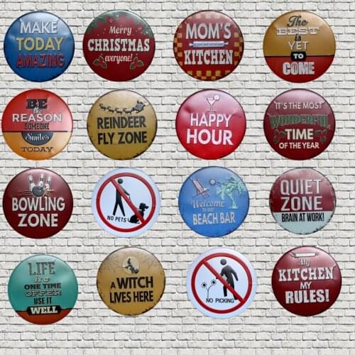 Christmas Decorations Metal Plate Round Irregular Tin Signs Wall Hotel Pub Coffee Home Art Decor 30CM U-24