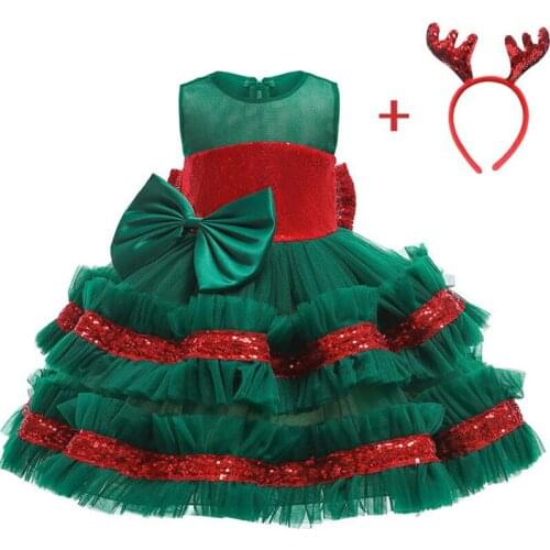 Christmas Costume 2021 New Baby Girl 1st Birthday Party Princess Dresses For Girls Wedding Dresses Flowers Girls Evening Dresses