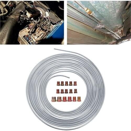 25/50 ft Roll Coil of 3/16" OD Copper Nickel Brake Line Tubing Kit Fittings Silver Anti-rust Universal For Household Industrial