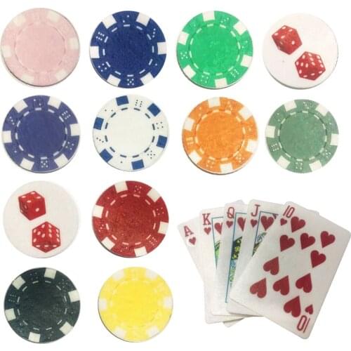 Edible Poker Playing Cards Casino Dice Wafer Paper Cake Topper 17pcs/set Party Supply funny accessories Cake decorating tools
