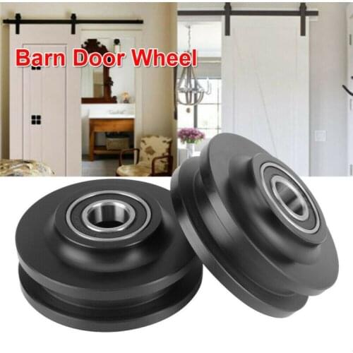 Hot Selling 2x Grinding Spraying Barn Wheel Black Closet Hardware Kit Roller Cabinet Pulley