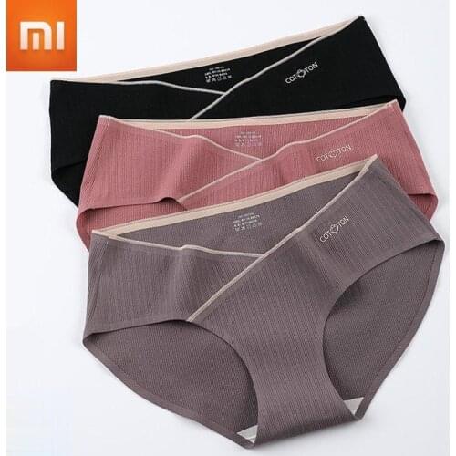 Xiaomi Mijia Women Cotton Underwear Mulberry Silk Seamless Panties Womens Low Waist Breathable Briefs Large Size M-4XL 1pcs New