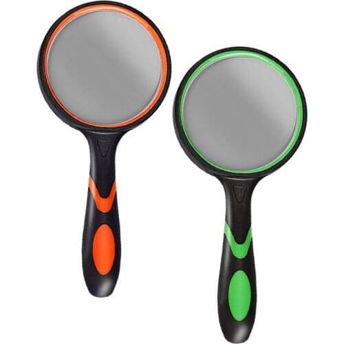 2 Pack Magnifying Glass 10X Reading Magnifier with Non-Slip Soft Rubber Handle 75mm Magnifying Lens for Reading Hpbby