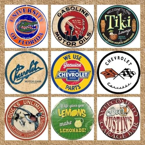 Vintage Motor Oil Gas Oil Round Tin Sign Metal Sign Metal Decor Wall Sign Wall Poster Wall Decor Door Plaque Dia 12 Inch