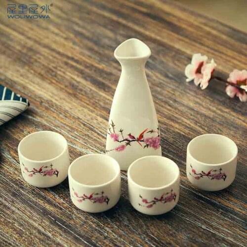 Japanese Porcelain Vintage Ceramic Pot Flagon Liquor Spirits Cups Set Kitchen Dining Bar Drinkware Japanese Sake Wine Set