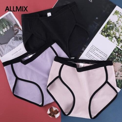 ALLMIX M~4XL Plus Size Womens Summer Cotton Panties Underwear Breathable Antibacterial Briefs MId Waist Comfort Lady Lingerie