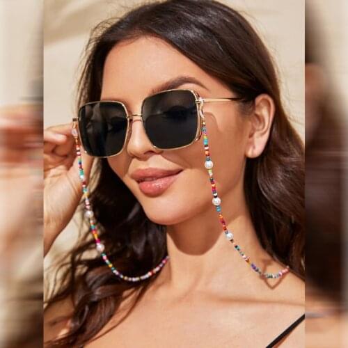2021 Beads Necklace Collier Femme Non-slip Glasses Chain Pearl Multi-color Mask Chain Lanyard Sweater Necklace for Women Jewelry
