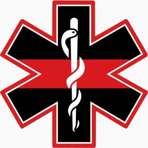EMT Cross Red Line Hard Hat Personality The Tail of The Car Sticker Motorcycle Decal Bumper Superior Vinyl Cover Waterproof PVC