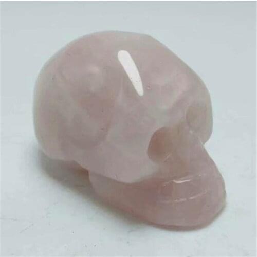 1pc 45-50mm Natural Quartz Crystal Skull Rose Quartz Skull Top Quality Hollow Crystal Carvings Skull