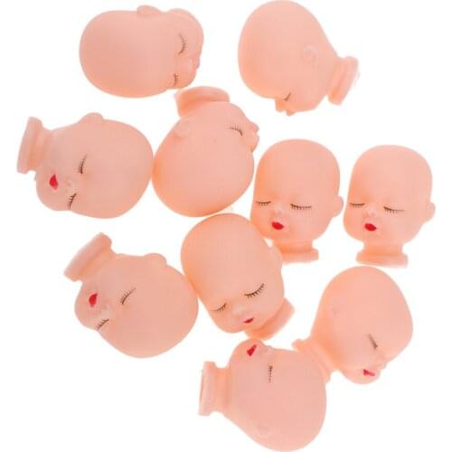 10 Pieces Red Lips Sleeping Doll Heads Sculpt For Mini Keychain Toy DIY Custom Body Parts