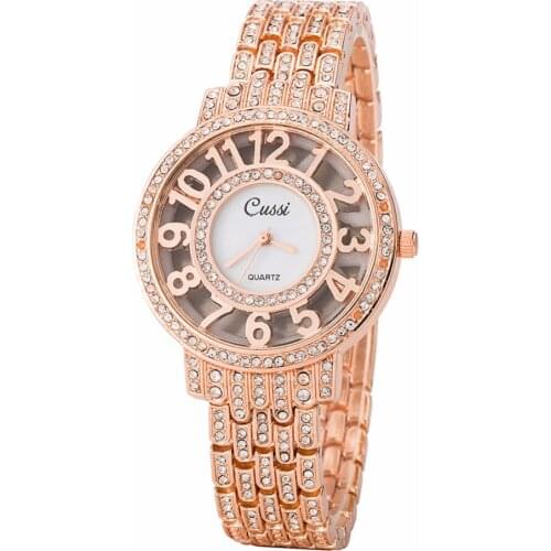 CUSSI 2018 Creative Womens Watches Silver Luxury Rhinestone Ladies Bracelet Watches Quartz Wristwatches relogio feminino Gifts