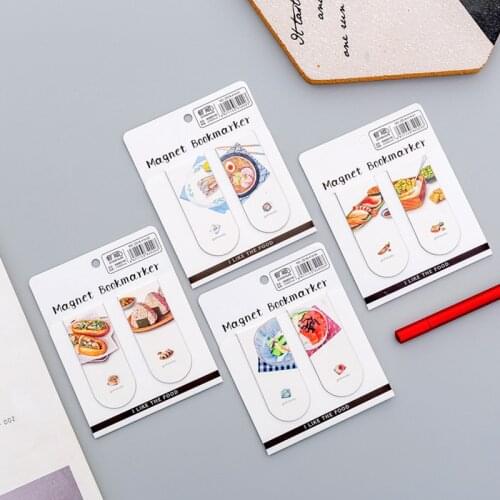 4 pcs Food magnetic bookmark set Mini noodle sushi bread magnet book marker Stationery Office accessories School supplies A6025