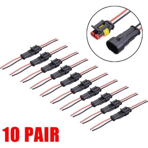 7CM Cable Electric 2 Pin Automotive Electrical Wire Connector Male Female Terminals Cable Wire For Car Boat 10 Pairs