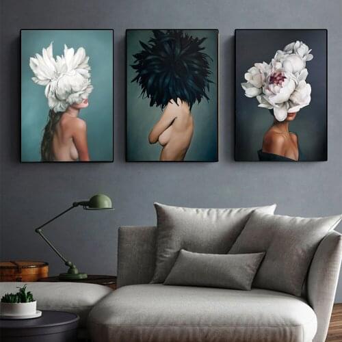 Abstract Flower Avatar Girl Canvas Painting Wall Painting Print And Poster Wall Art Bedroom Living Room Modern Home Decoration
