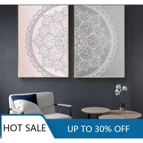 Gradient Pink Gray Mandala Abstract Canvas Poster Christmas Art Print Painting Decorative Picture Modern Living Room Decoration