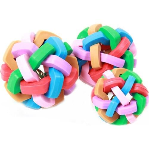 Colorful Bells Balls Dog Toys Squeak Rubber Pet Clean Teeth Chew Toy Molar Bite Resistant Toys For Small Big Dogs Pets Puppy