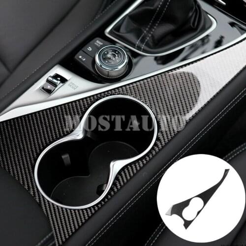 For Infiniti Q50 Carbon Fiber Inner Water Cup Holder Frame Cover Trim 2013-2020 1pcs Car Accessories Interior