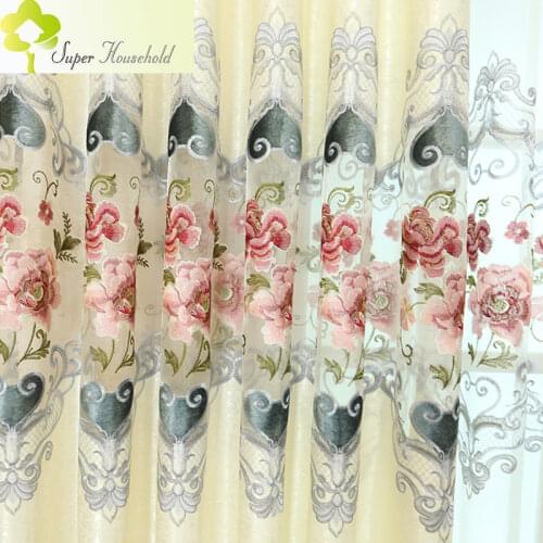 European Luxury Hollow Soluble Embroidery Window Screens Curtains For Living Room Bedroom Window Curtains Sheer Cloth