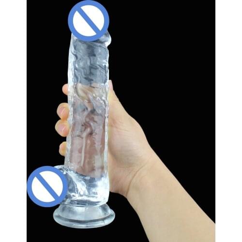 Dildo Crystal Transparent Jelly Simulation Penis Super Big Super Thick Giant Female Masturbation Fake Penis with Suction Cup