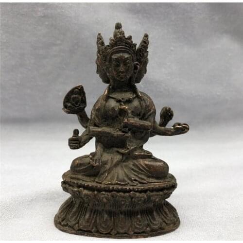 Chinese Tibet Buddha Bronze statue Buddha of Nepal old copper Figurines
