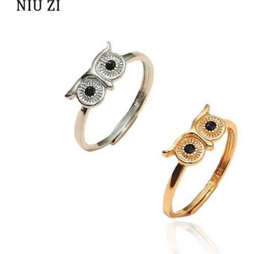Cute Retro Owl Smiley Rings For Teen Girls Fashion Animal Shapes Women Metal Rings Creative Fine Hand Jewelry Gifts Party Female