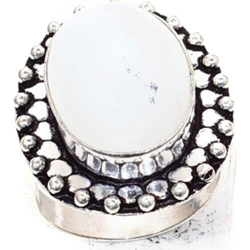 White Opal Ring Silver Overlay over Copper, USA Size 8 , R5715