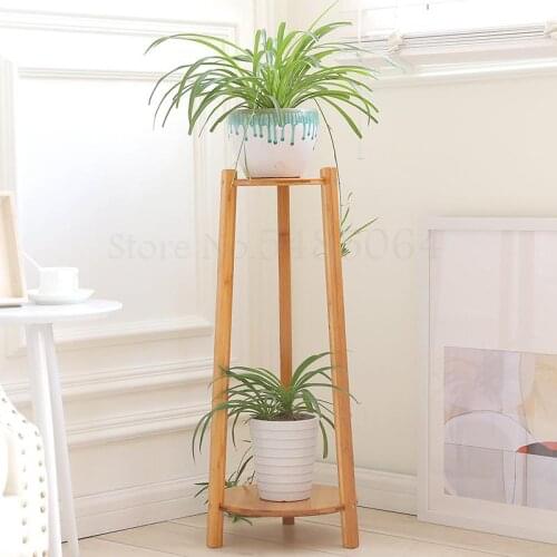 Creative Flower Stand Living Room Interior Multi-layer Flower Stand Bamboo Balcony Floor Flower Pot Stand Garden Flower