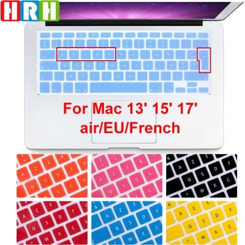 HRH Hot Selling AZERTY Soft French Silicone Keyboard Cover Skin for Mac Book Air Pro 13 15" 17" with Retina Display EU Version