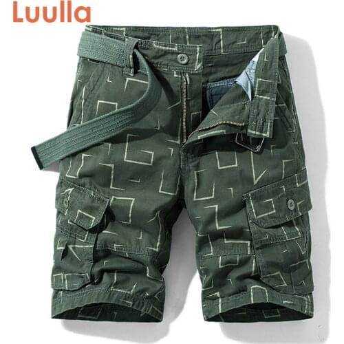 Luulla 2020 Summer Brand New Casual Print Zipper Cotton Cargo Shorts Men Fashion Classic Vintage Washed Pockets Cargo Shorts Men