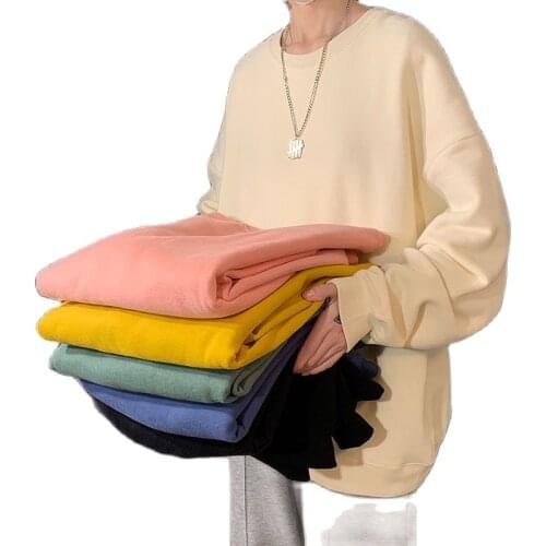 Men Solid 18 Colors Harajuku Hoodies 2021 NEW Korean Fashions Oversized Sweatshirts