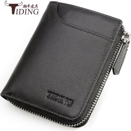 Man Wallet with Coin Bag Black Genuine Leather High Quality Male Money Wallet for Credit Card Holder Wallets Organizer Purse
