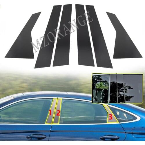 Window Stickers For Hyundai Sonata 2020 2021 Gloss Black Pillar Posts Door Trim Cover 6 Pcs Mirror Plate Molding Exterior Parts