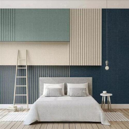 Natural simple cloth geometric striped square wall professional production mural wholesale wallpaper custom poster photo wall