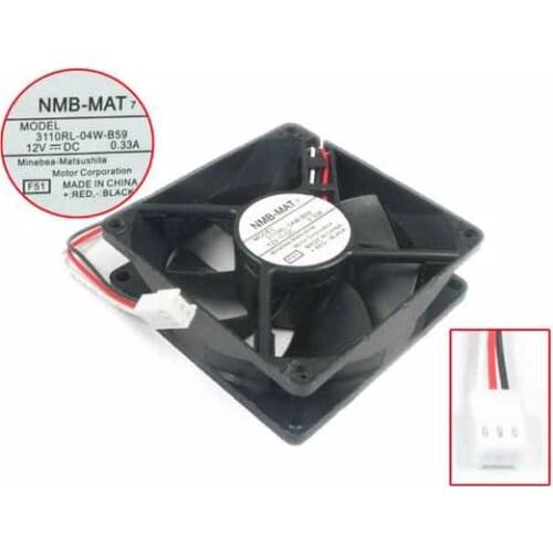 NMB-MAT 3110RL-04W-B59 F51 DC 12V 0.33A 3-Wire 80x80x25mm Server Cooling Fan