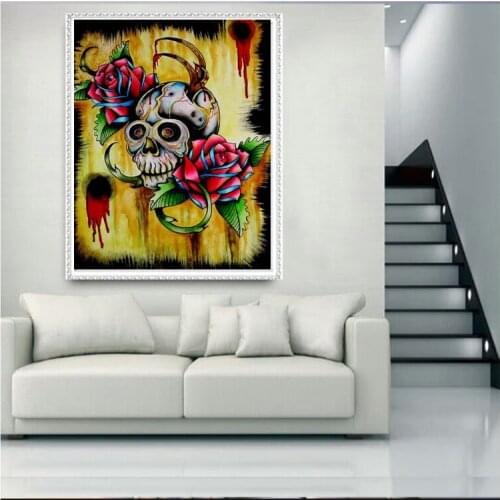 New hot 3D Diamond Embroidery Flowers Skull picture of Rhinestone Mosaic 5D DIY Diamond Painting Full square /Round Decor FG1123