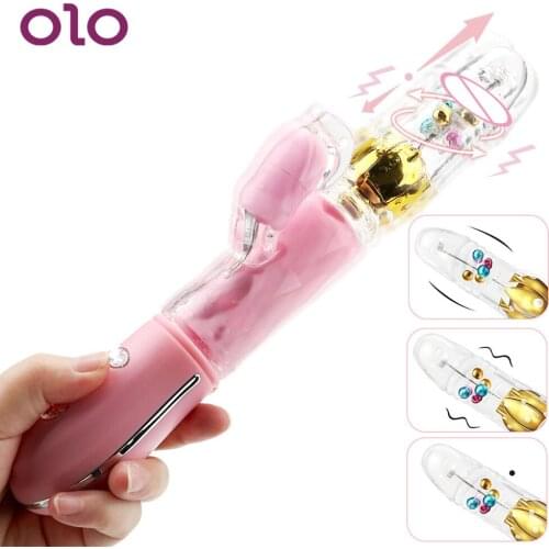 OLO Rabbit Vibrator Telescopic Vibration Built-in ball Rotation G spot Dildo Vibrator Female Masturbation Sex Toys for Woman