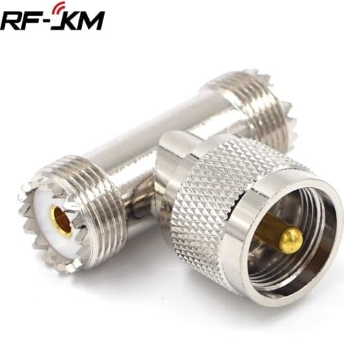 RF Adapter T-shaped UHF PL259 Male to 2 UHF Female SO239 SO-239 RF Coaxial Cable Connector