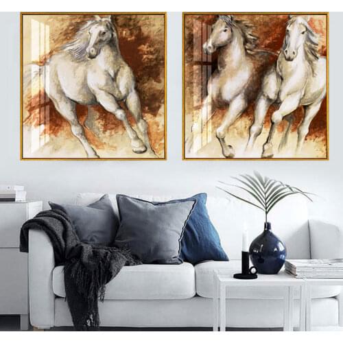 SELFLESSLY Vintage Horse Love Painting Animal Art Prints Painting On Canvas For Living Room Wall Decorative Pictures Classic Pos