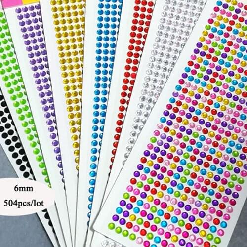 6mm Glue Rhinestones Self Adhesive Acrylic Rhinestone Stickers Kids Rhinestoens for DIY Handcraft 3D Nail Art garment Decor
