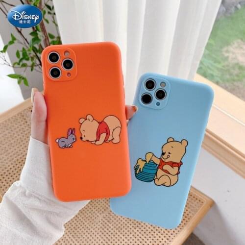 DISNEY Winnie the Pooh Silicone Case for IPhone 11 12Pro Xs Max Official Liquid Silicon 360 Full Cove zz0506-6