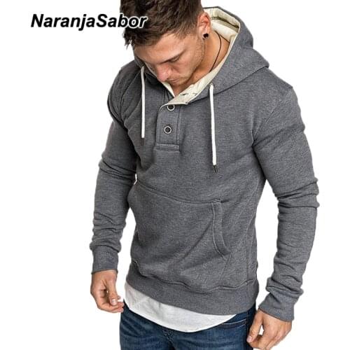 NaranjaSabor 2020 Spring Autumn Hoodied Sweatshirts Mens Solid Color Fleece Fashion Casual Streetwear Mens Brand Clothing N636