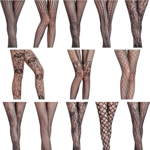 Womens tights sexy solid striped Elastic high waist Transparent stockings, lingerie Garter fishnet pantyhose S09