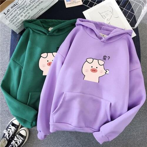 Woman Cartoon Hoodies Hooded Woman Fleece Long Sleeve Jumper Female Plus Size Sweatshirt