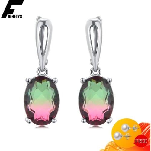 Trendy Earrings 925 Silver Jewelry Oval Shape Topaz Zircon Gemstone Drop Earring for Women Wedding Engagement Ornament Wholesale