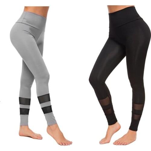 Mesh stitching womens yoga pants Seamless Tummy Control Gym Compression Tights Pants Sports Running Sportswear Stretchy Fitness